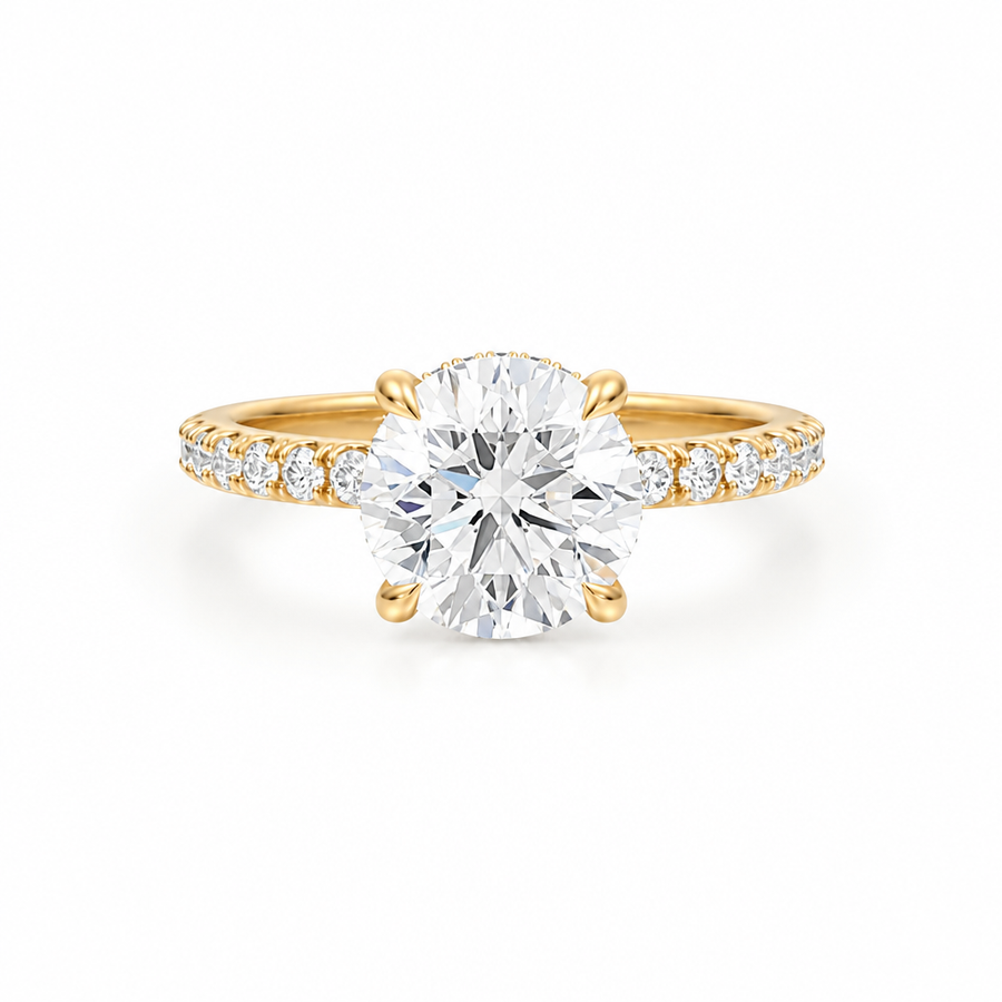Round Hidden Halo With Pave Band