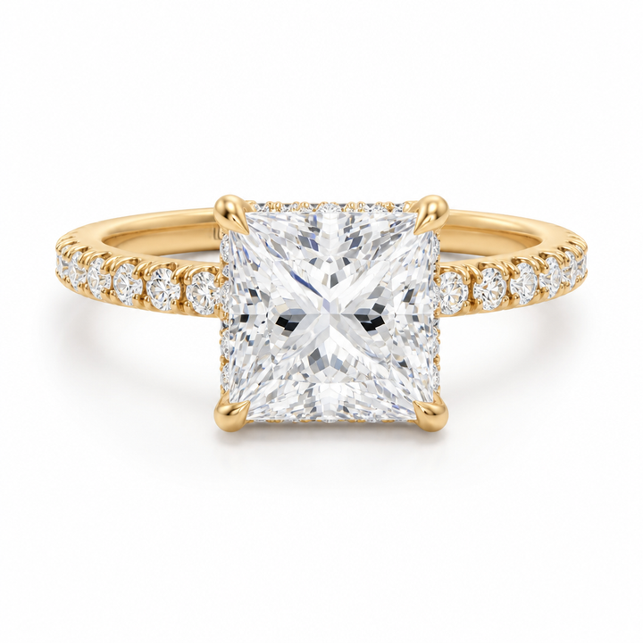 Princess Hidden Halo With Pave Band