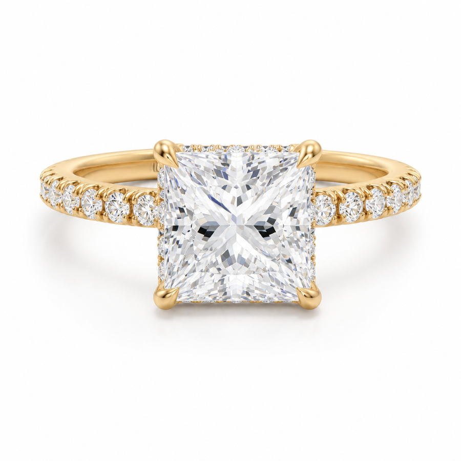 Princess Hidden Halo With Pave Band