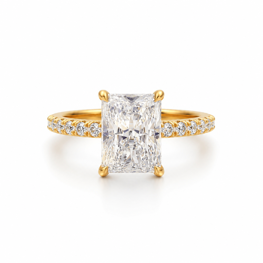 Radiant Pave Ring With Pave Prongs