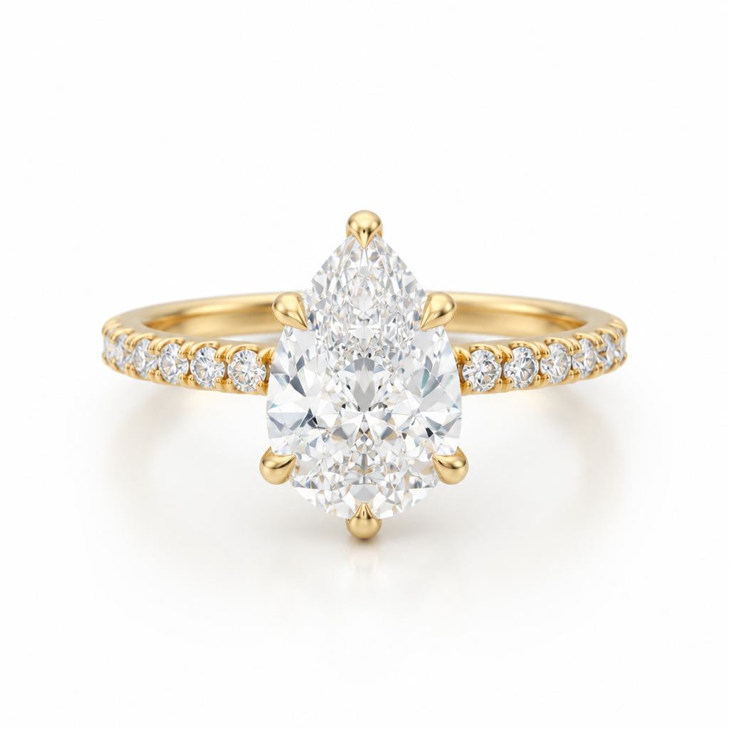 Pear Pave Ring With Pave Prongs
