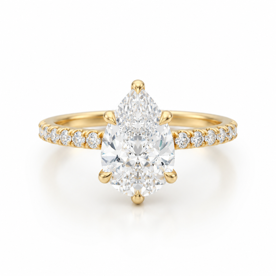 Pear Pave Ring With Pave Prongs