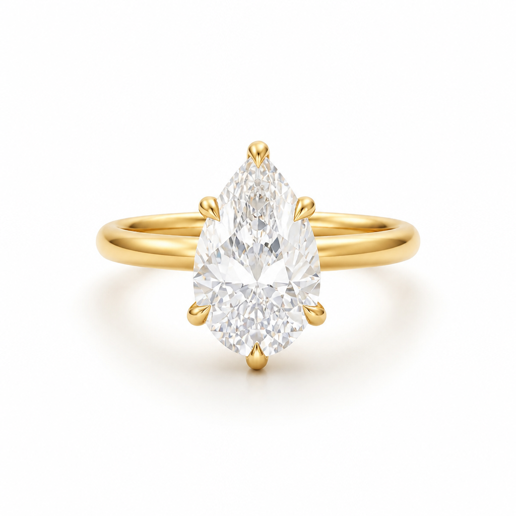 Pear Classic Open Solitaire Ring