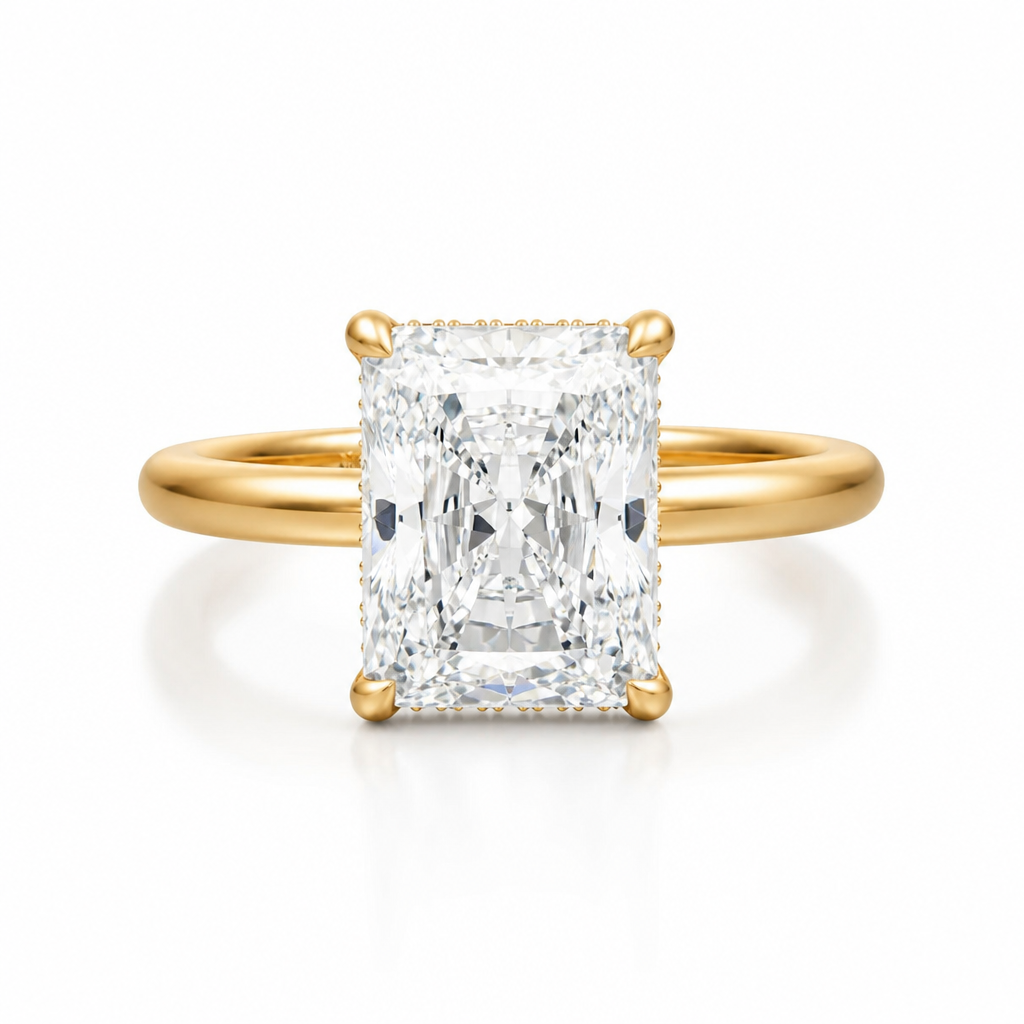 Radiant Solitaire Ring With Hidden Halo