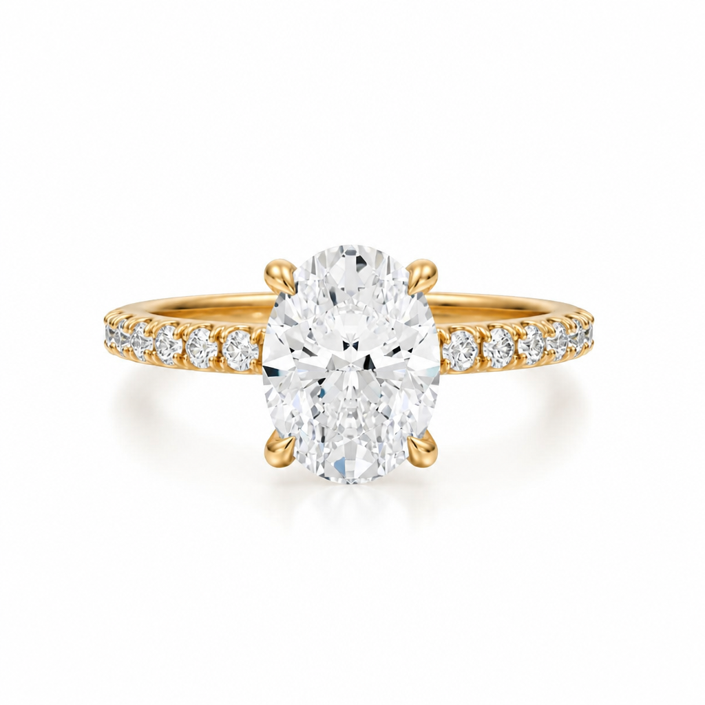 Oval Pave Ring With Pave Prongs