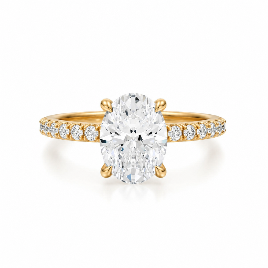 Oval Pave Ring With Pave Prongs