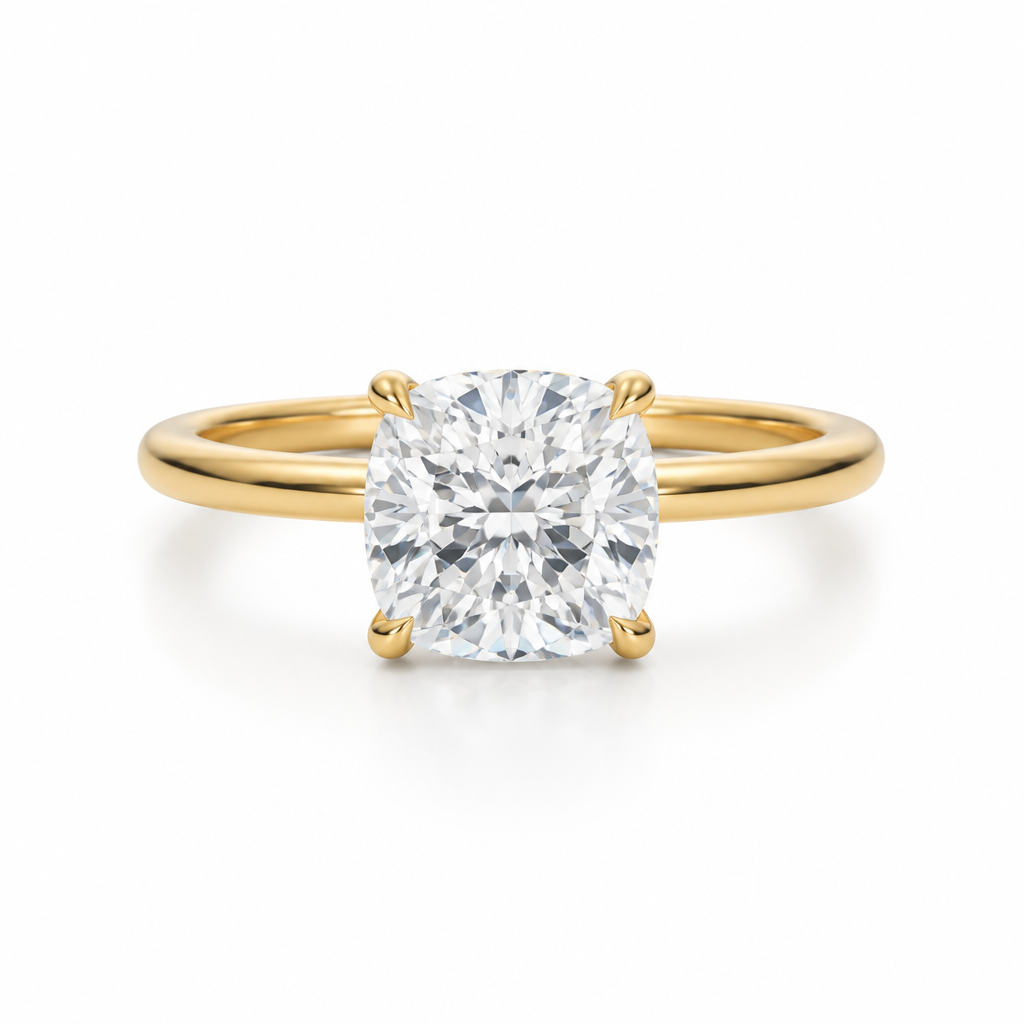 Cushion Martini Basket Solitaire Ring