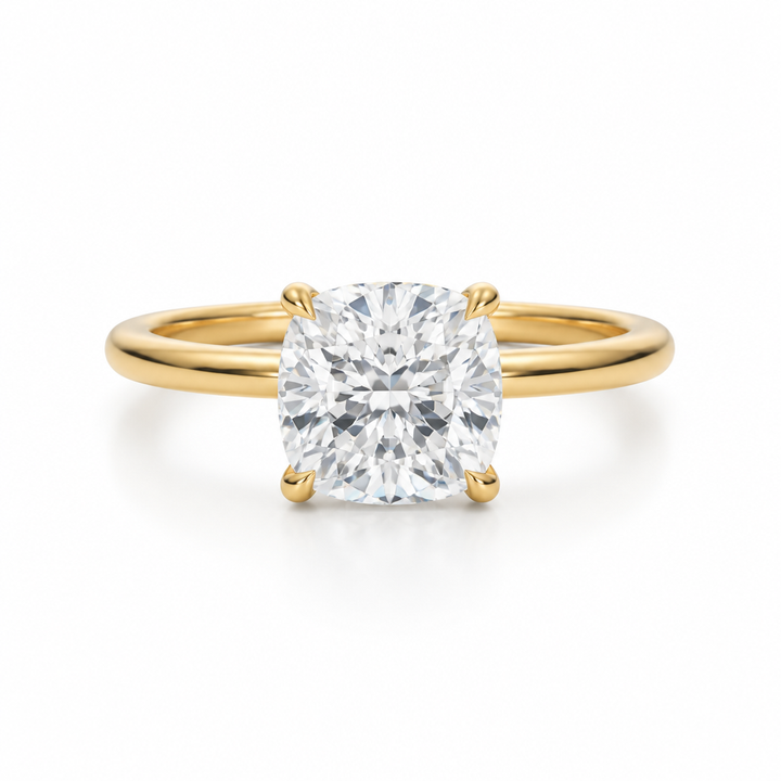 Cushion Martini Basket Solitaire Ring