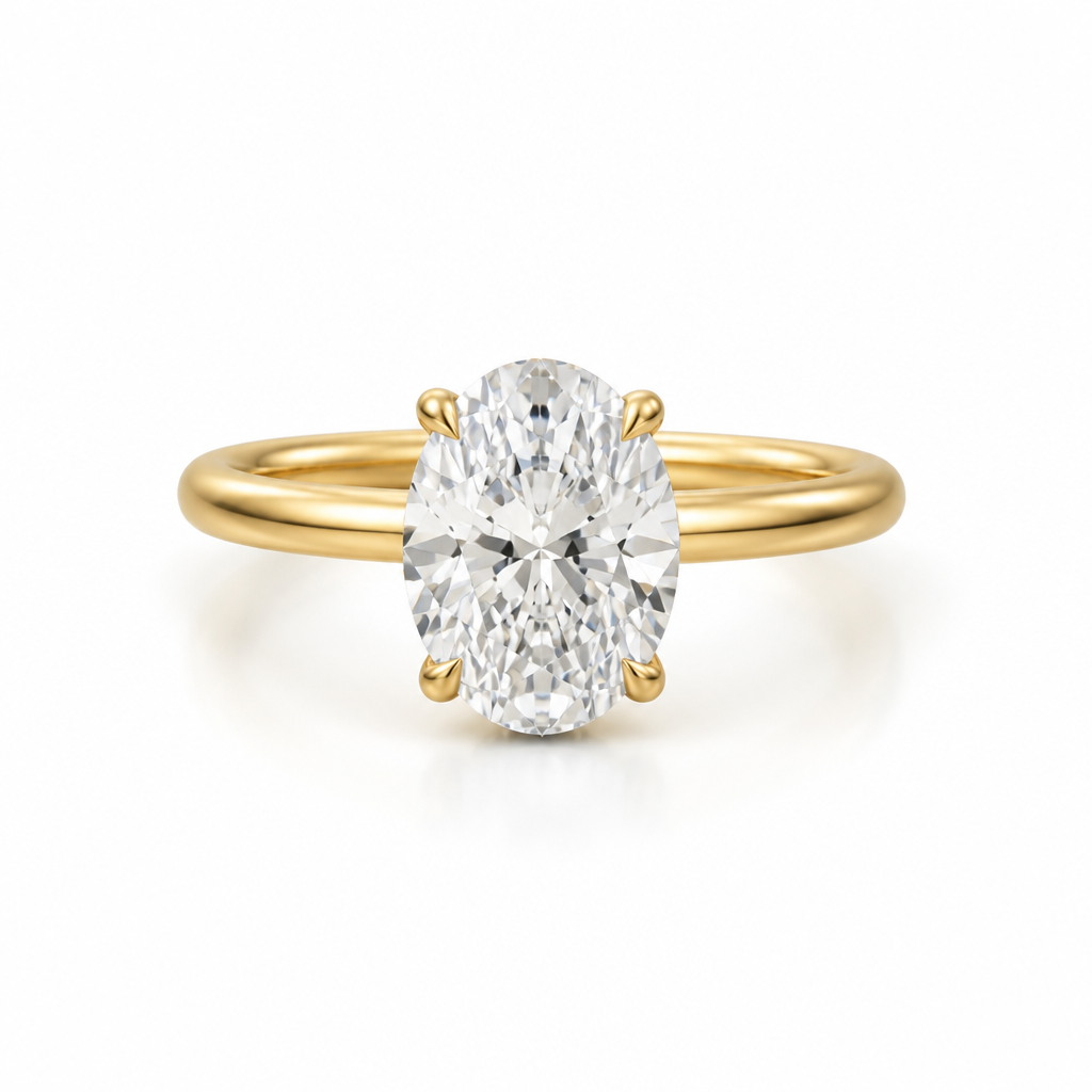 Oval Solitaire Ring With Hidden Halo