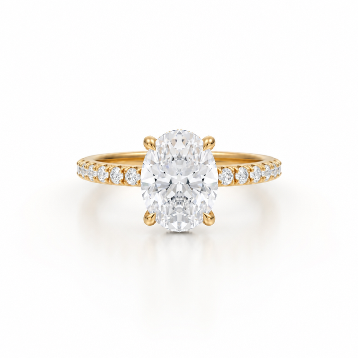 Oval Diamond Basket With Pave Ring