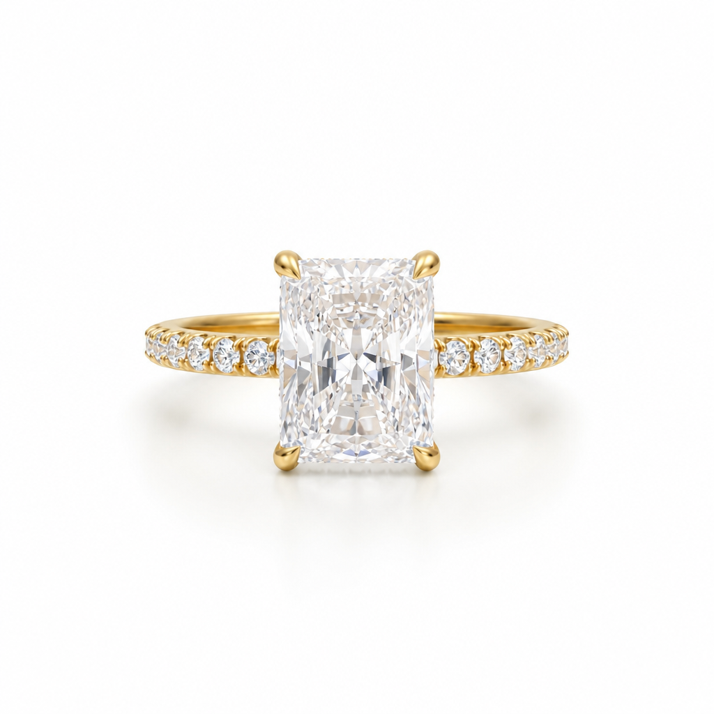 Radiant Diamond Basket With Pave Ring