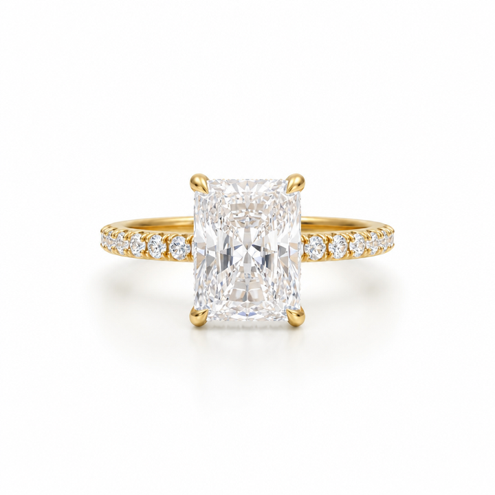 Radiant Diamond Basket With Pave Ring