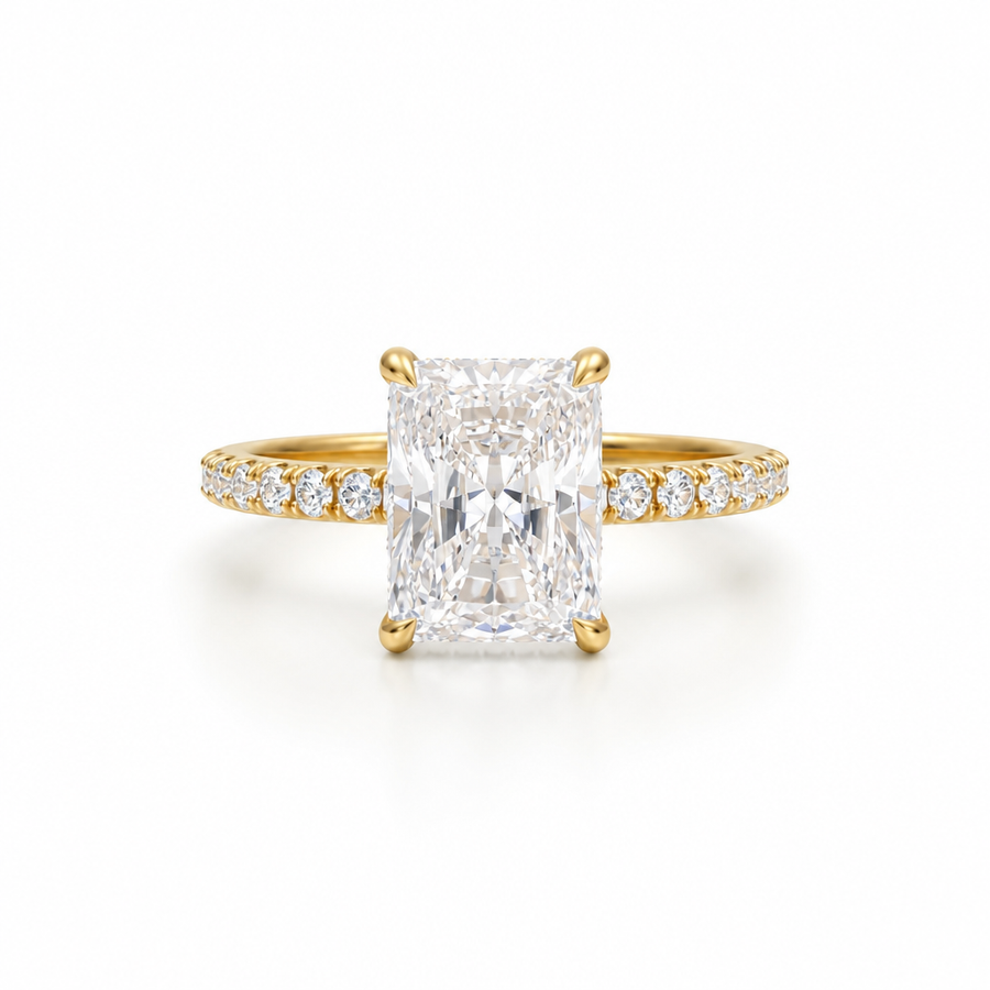 Radiant Diamond Basket With Pave Ring