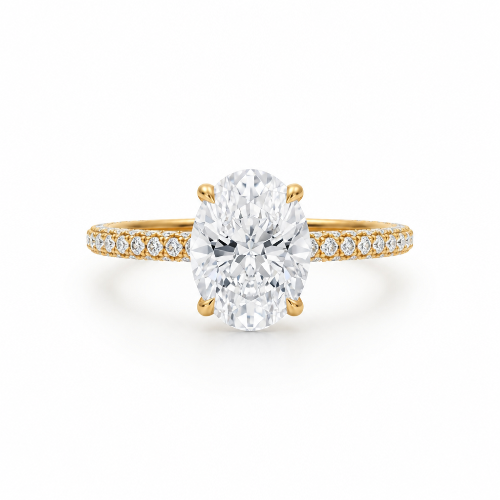 Oval Three Row Pave Ring