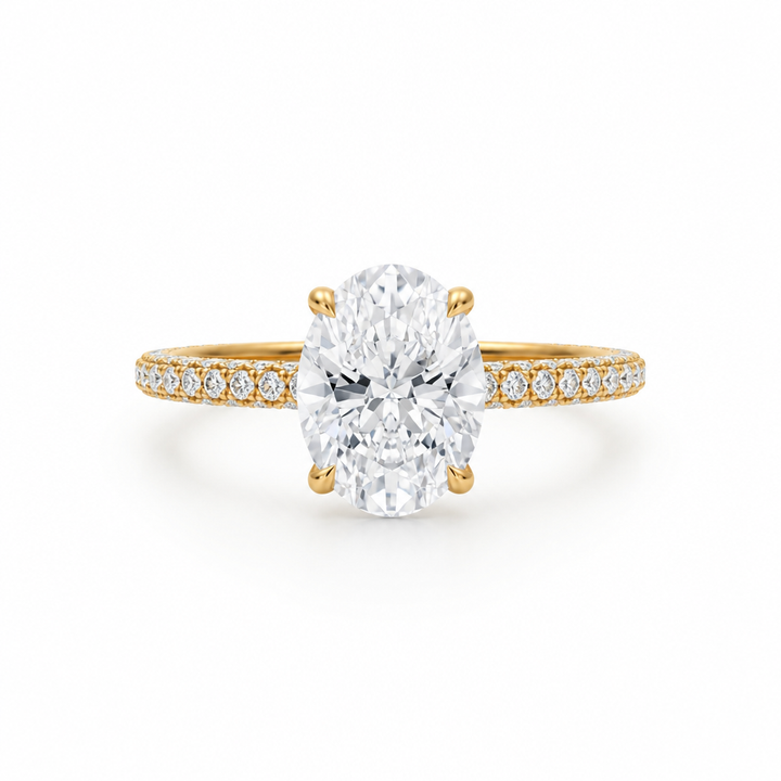 Oval Three Row Pave Ring