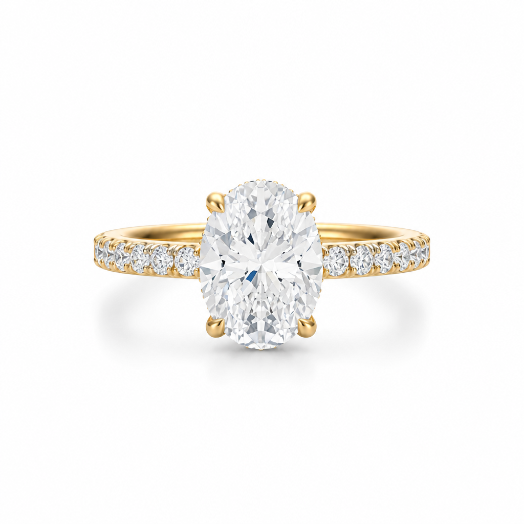 Oval Hidden Halo With Pave Band