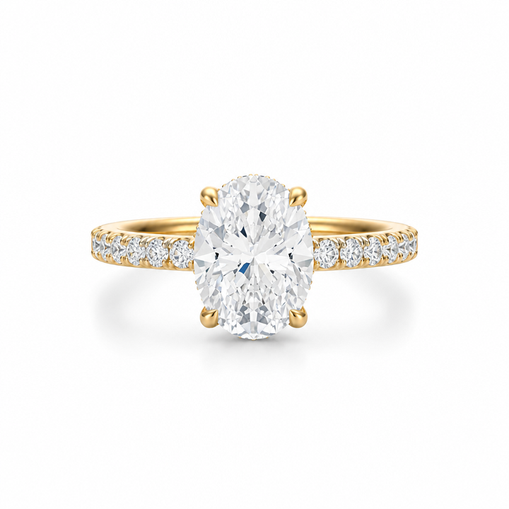 Oval Hidden Halo With Pave Band