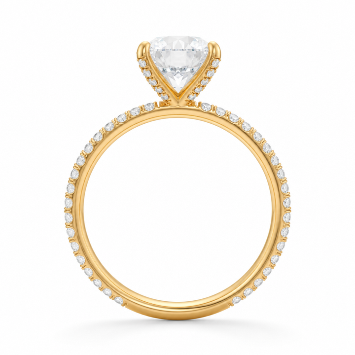Round Pave Ring With Pave Prongs