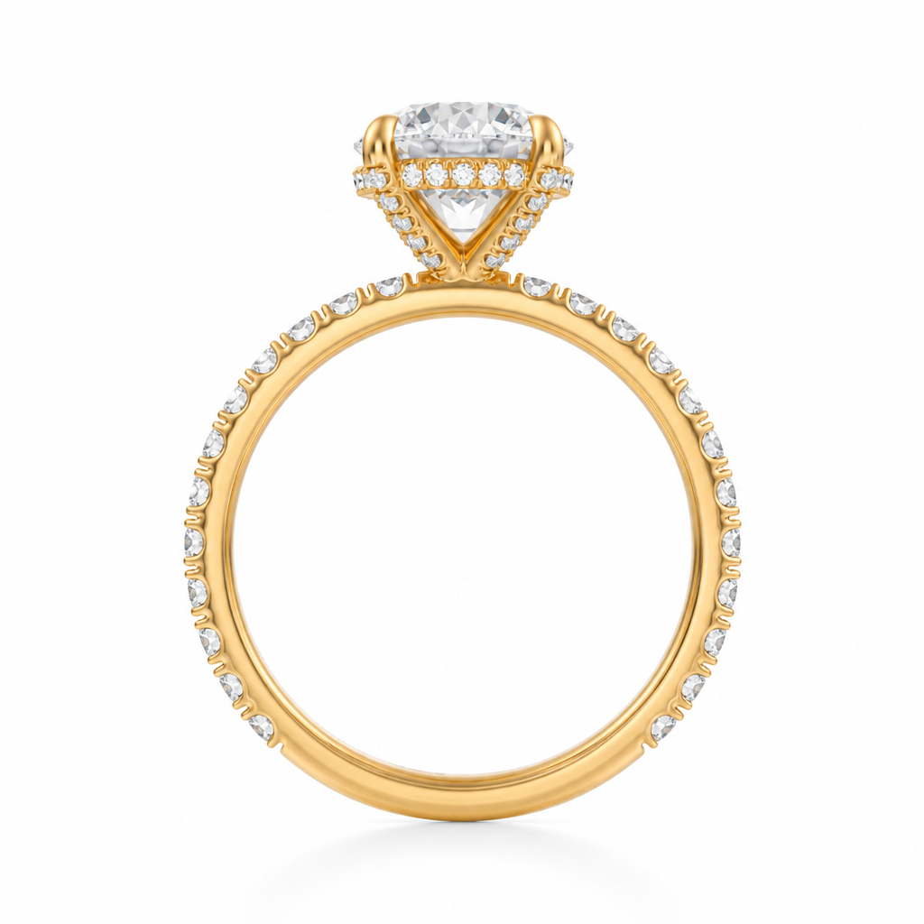 Round Diamond Basket With Pave Ring