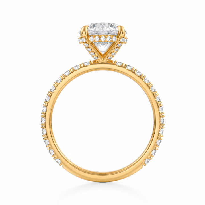Round Diamond Basket With Pave Ring