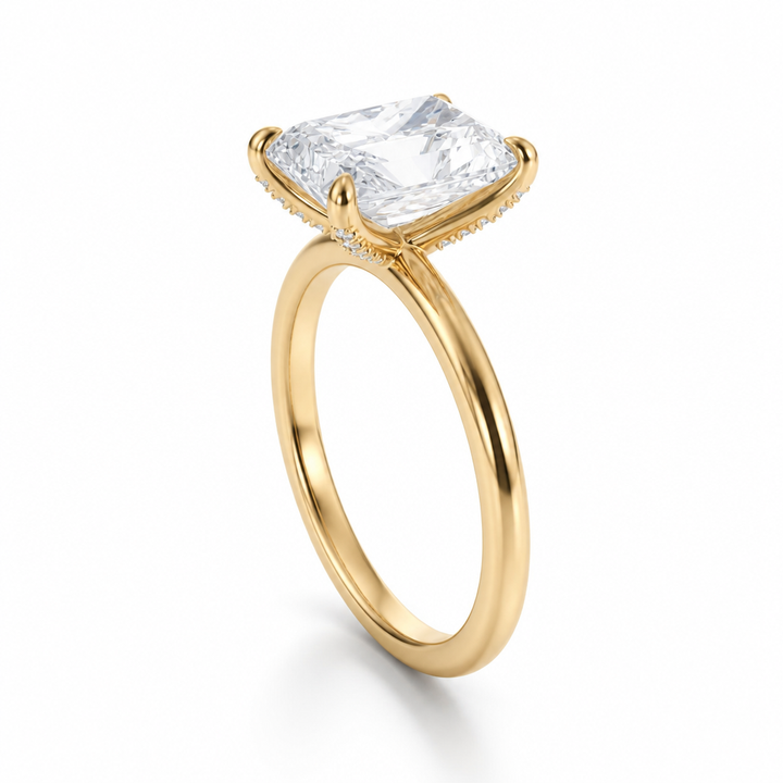 Radiant Solitaire Ring With Pave Prongs