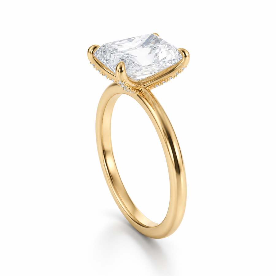 Radiant Solitaire Ring With Pave Prongs