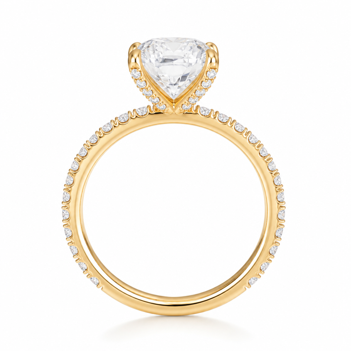 Cushion Pave Ring With Pave Prongs