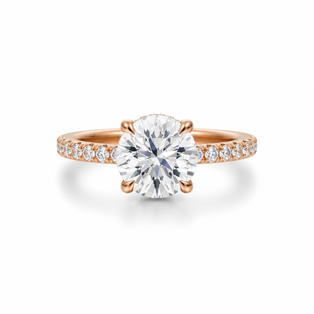 Round Hidden Halo With Pave Band