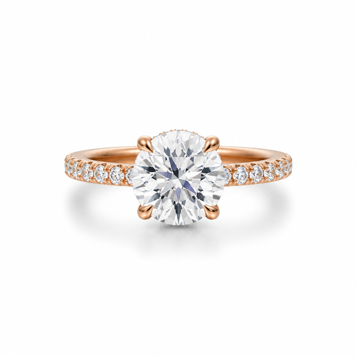 Round Hidden Halo With Pave Band