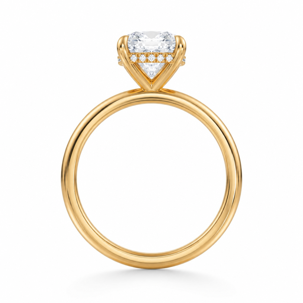 Cushion Solitaire Ring With Hidden Halo