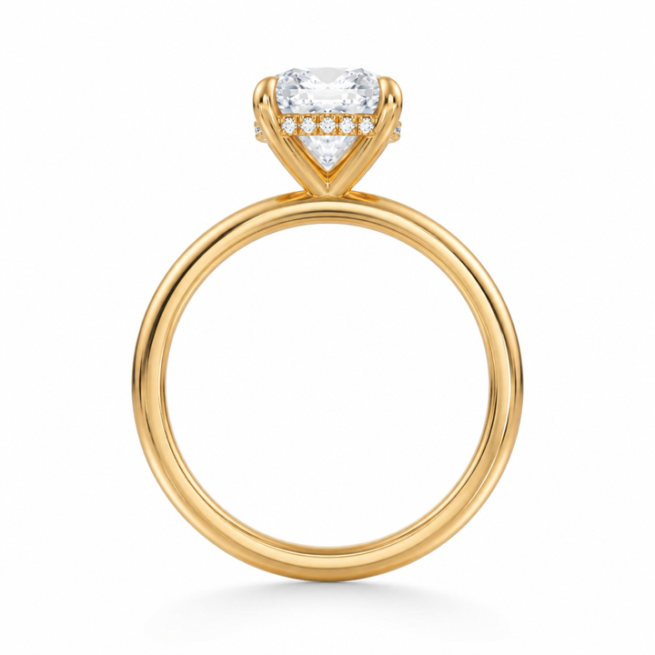 Cushion Solitaire Ring With Hidden Halo