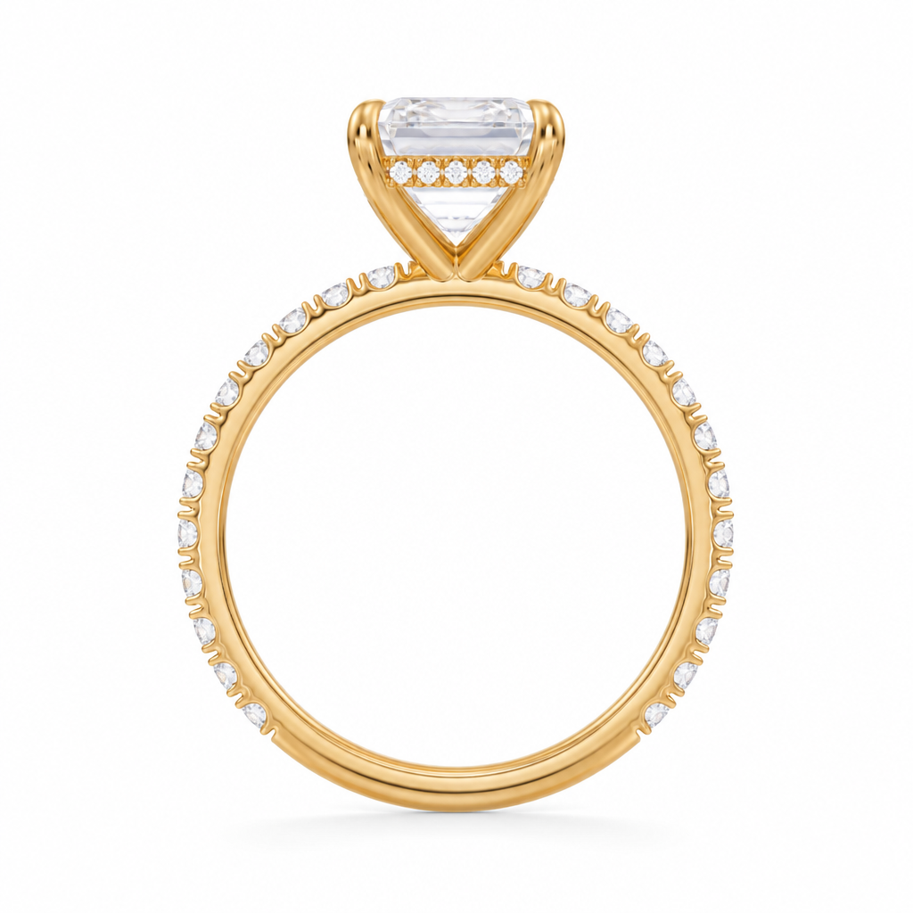 Emerald Hidden Halo With Pave Band