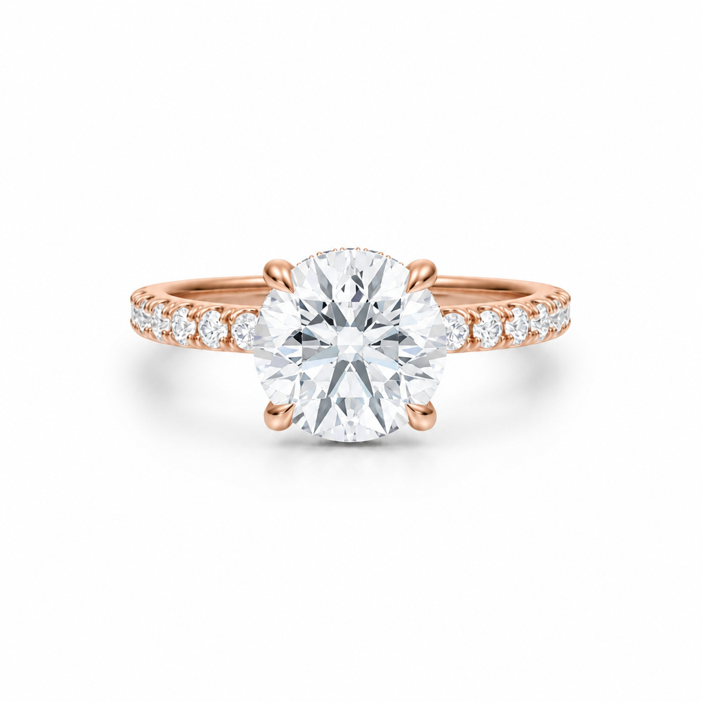 Round Diamond Basket With Pave Ring
