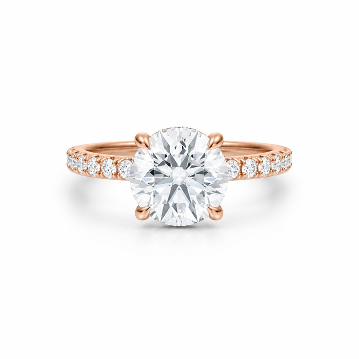 Round Diamond Basket With Pave Ring
