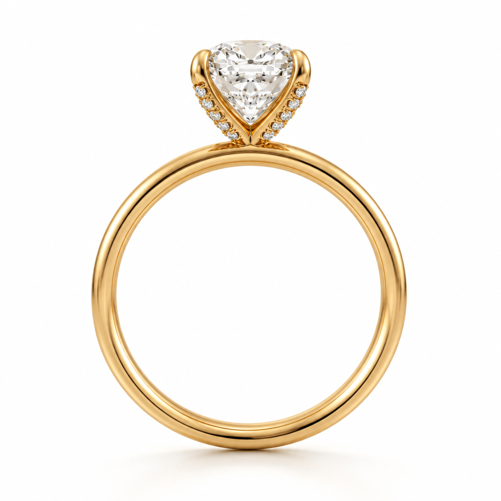 Cushion Solitaire Ring With Pave Prongs