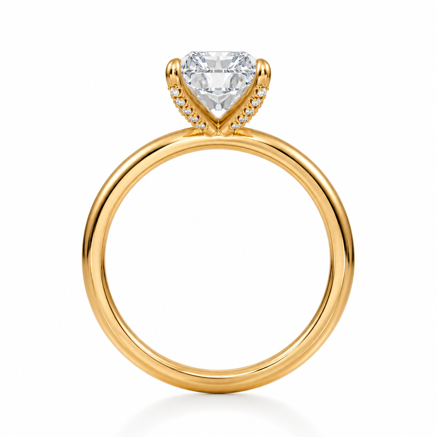 Radiant Solitaire Ring With Pave Prongs