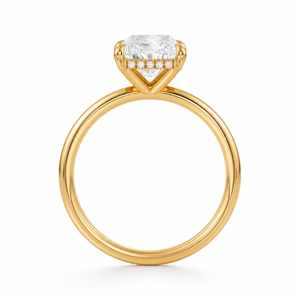 Radiant Solitaire Ring With Hidden Halo
