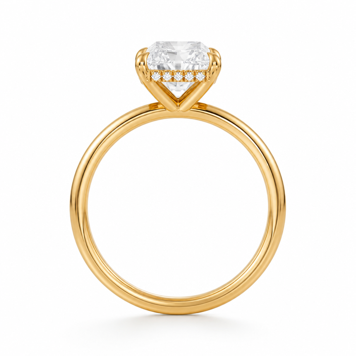Radiant Solitaire Ring With Hidden Halo
