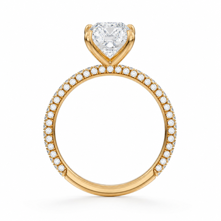 Cushion Three Row Pave Ring