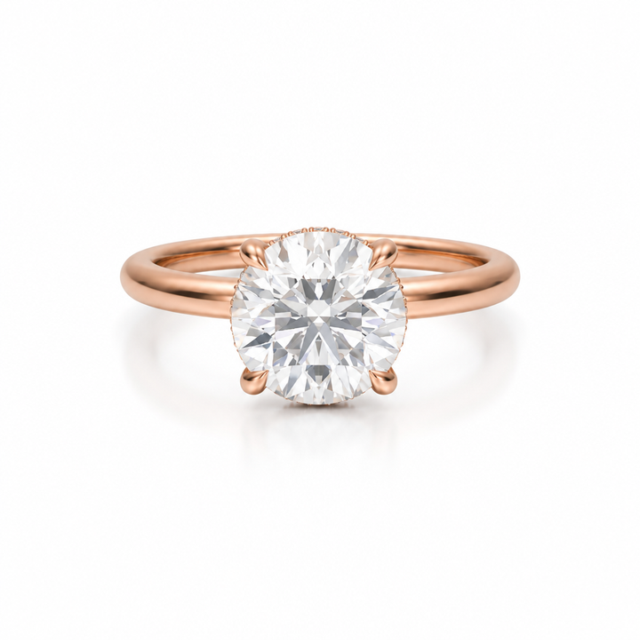 Round Solitaire Ring With Hidden Halo