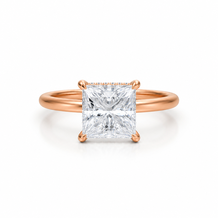 Princess Solitaire Ring With Diamond Basket