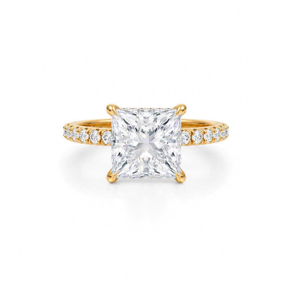 Princess Diamond Basket With Pave Ring