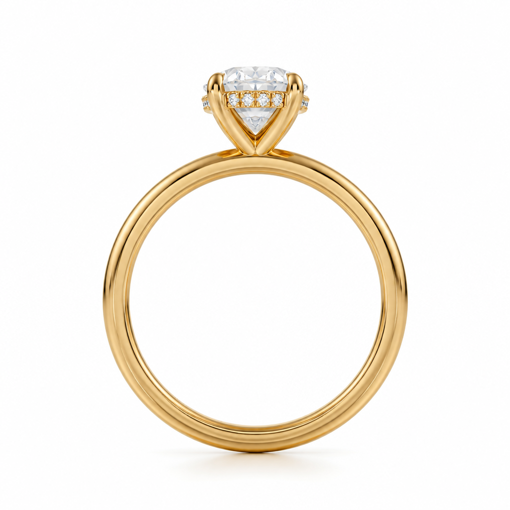 Oval Solitaire Ring With Hidden Halo