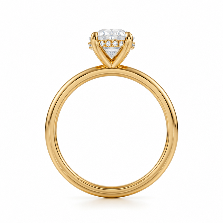 Oval Solitaire Ring With Hidden Halo
