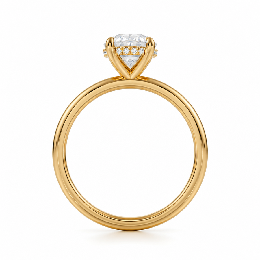 Oval Solitaire Ring With Hidden Halo