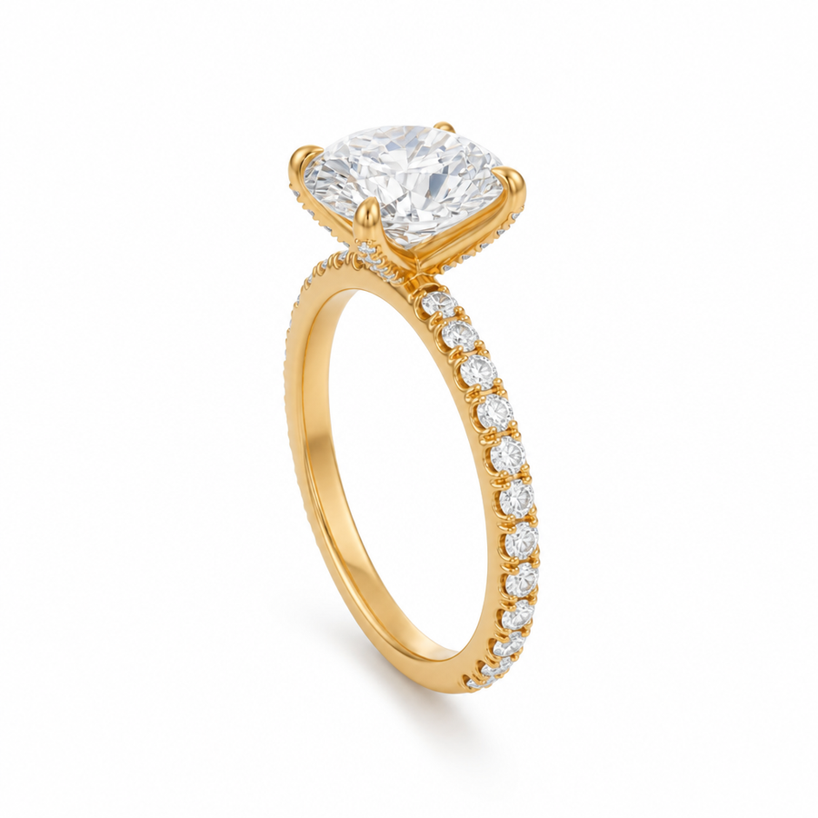 Oval Pave Ring With Pave Prongs