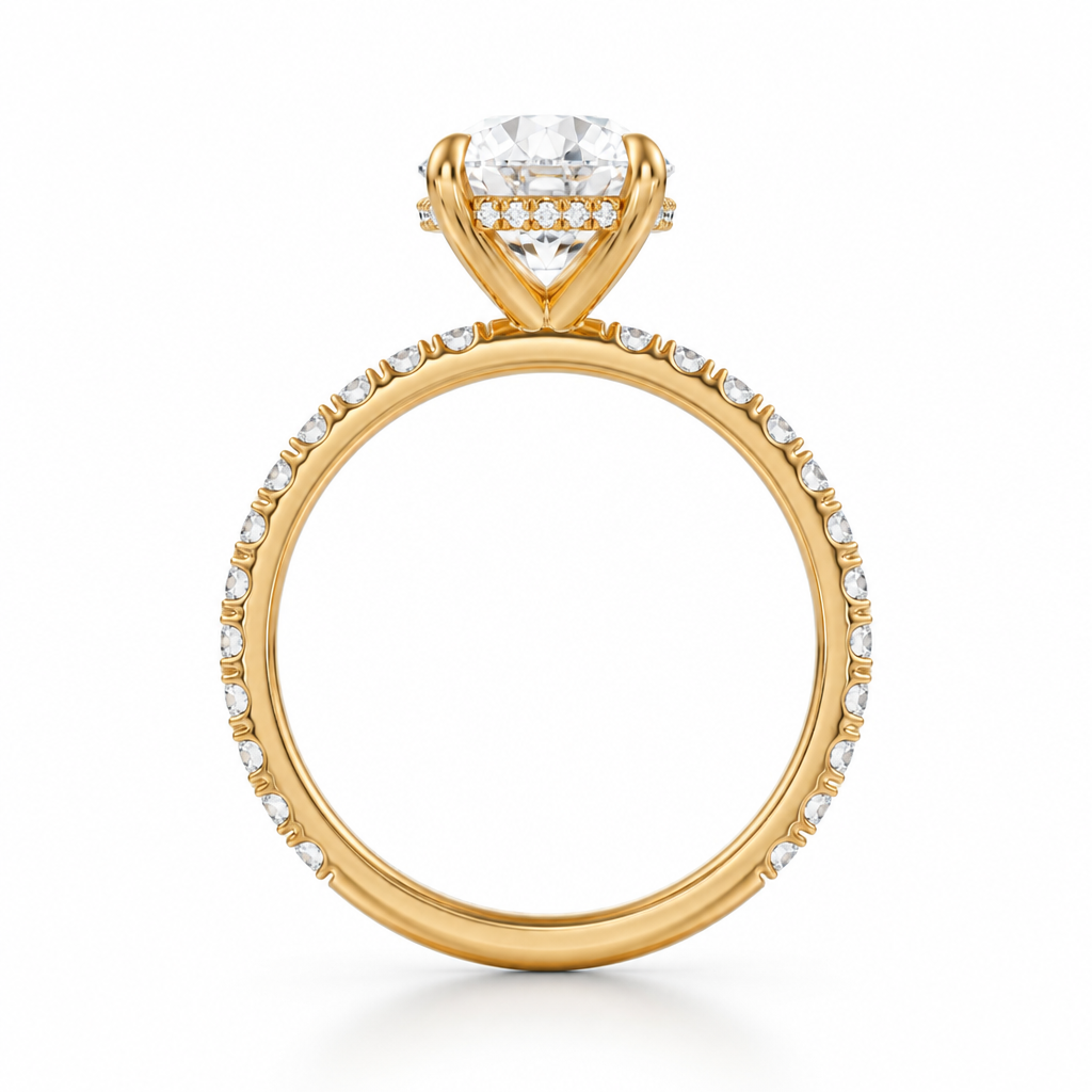 Round Hidden Halo With Pave Band