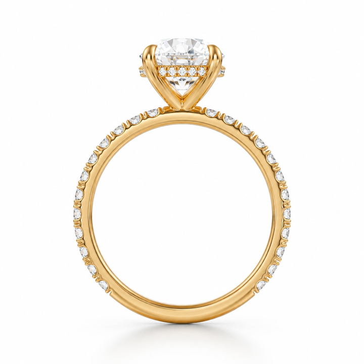 Round Hidden Halo With Pave Band