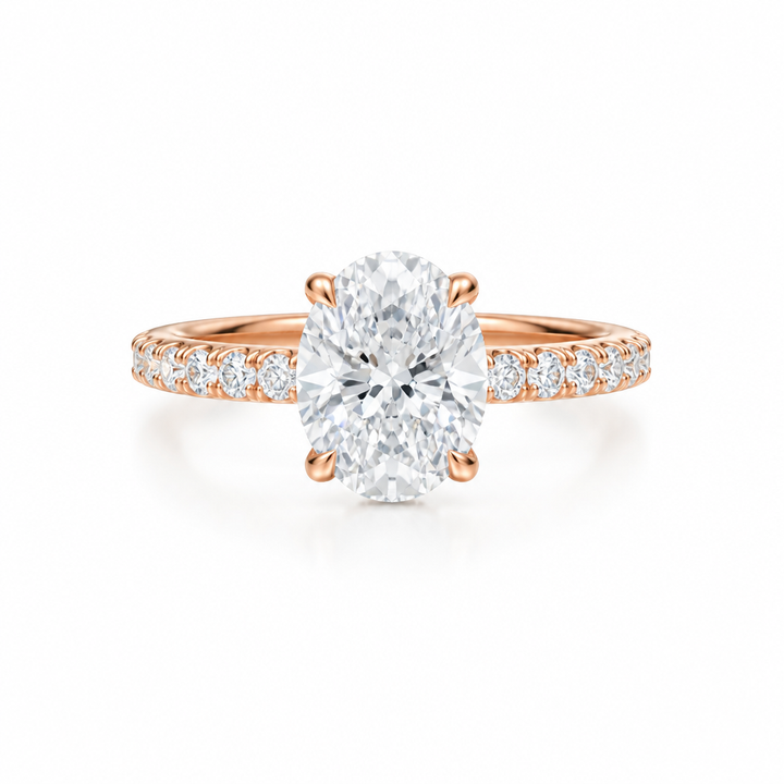 Oval Hidden Halo With Pave Band