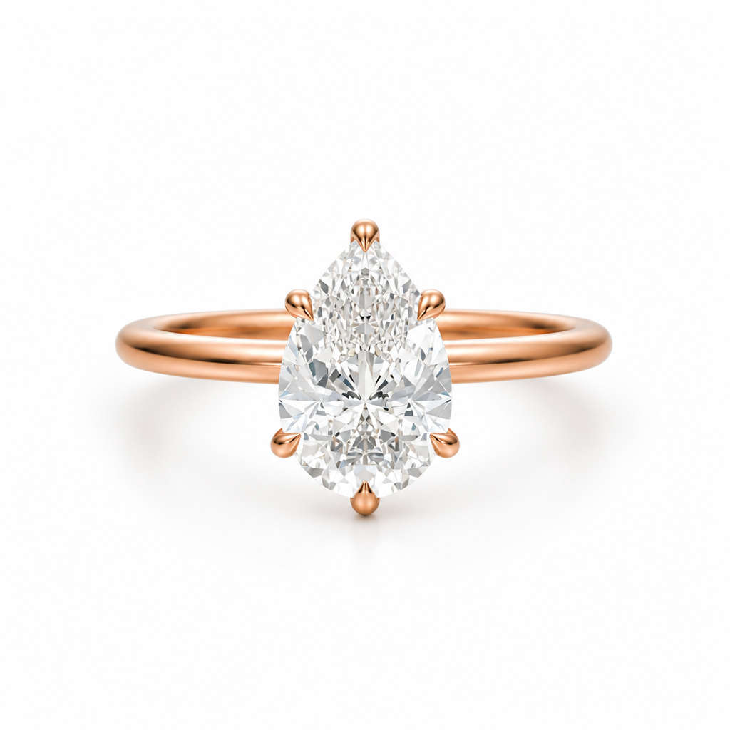 Pear Classic Open Solitaire Ring
